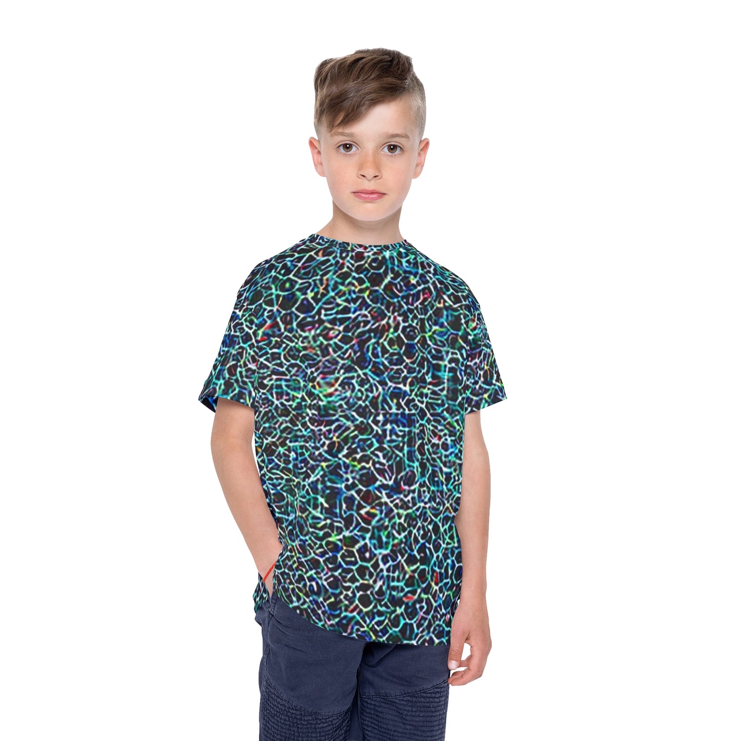 Stealthy Kids T-Shirt, Urban Surveillance Sheild Multicolor Polyester Short Sleeve shirt