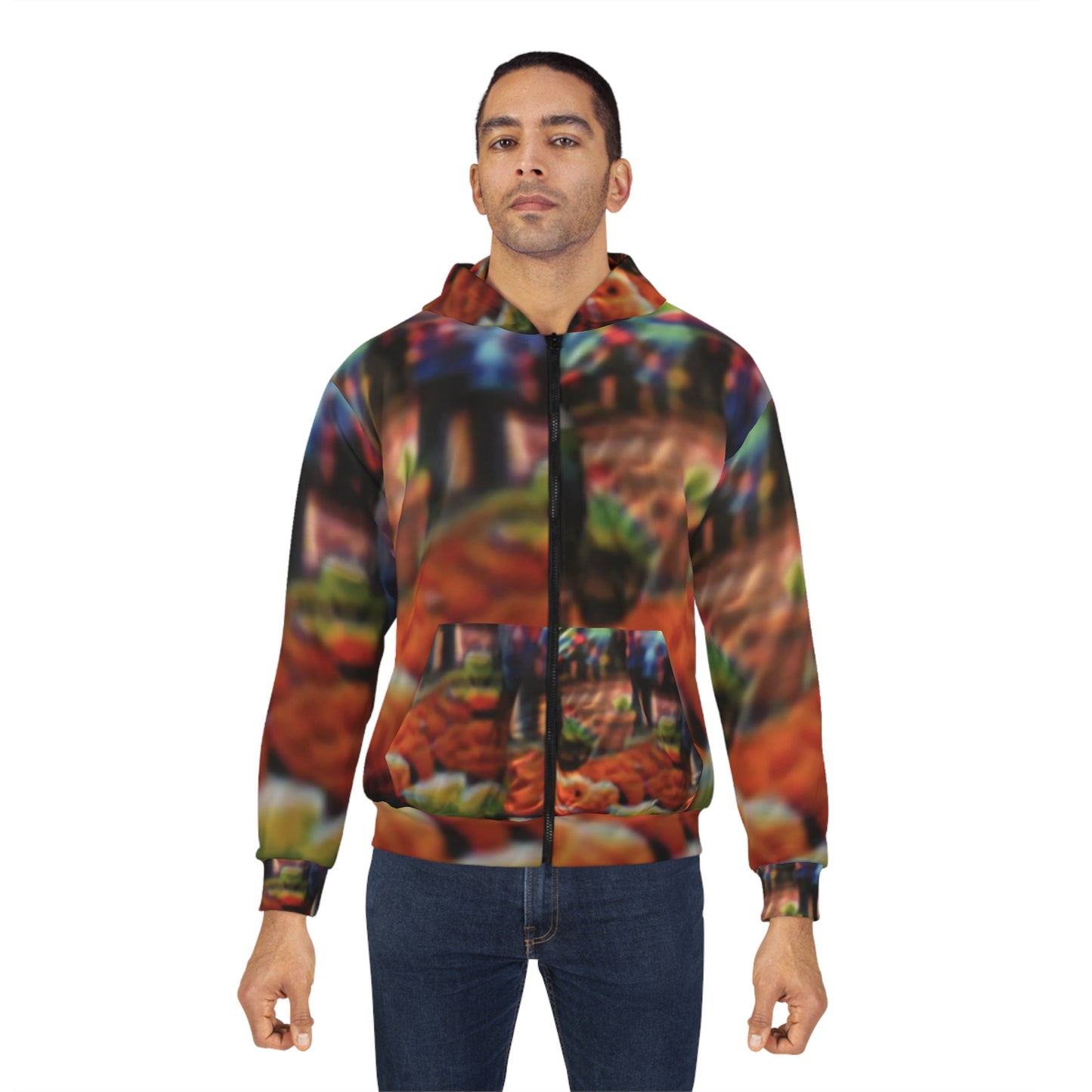 Unisex Adversarial Pattern Zip Up Hoodie
