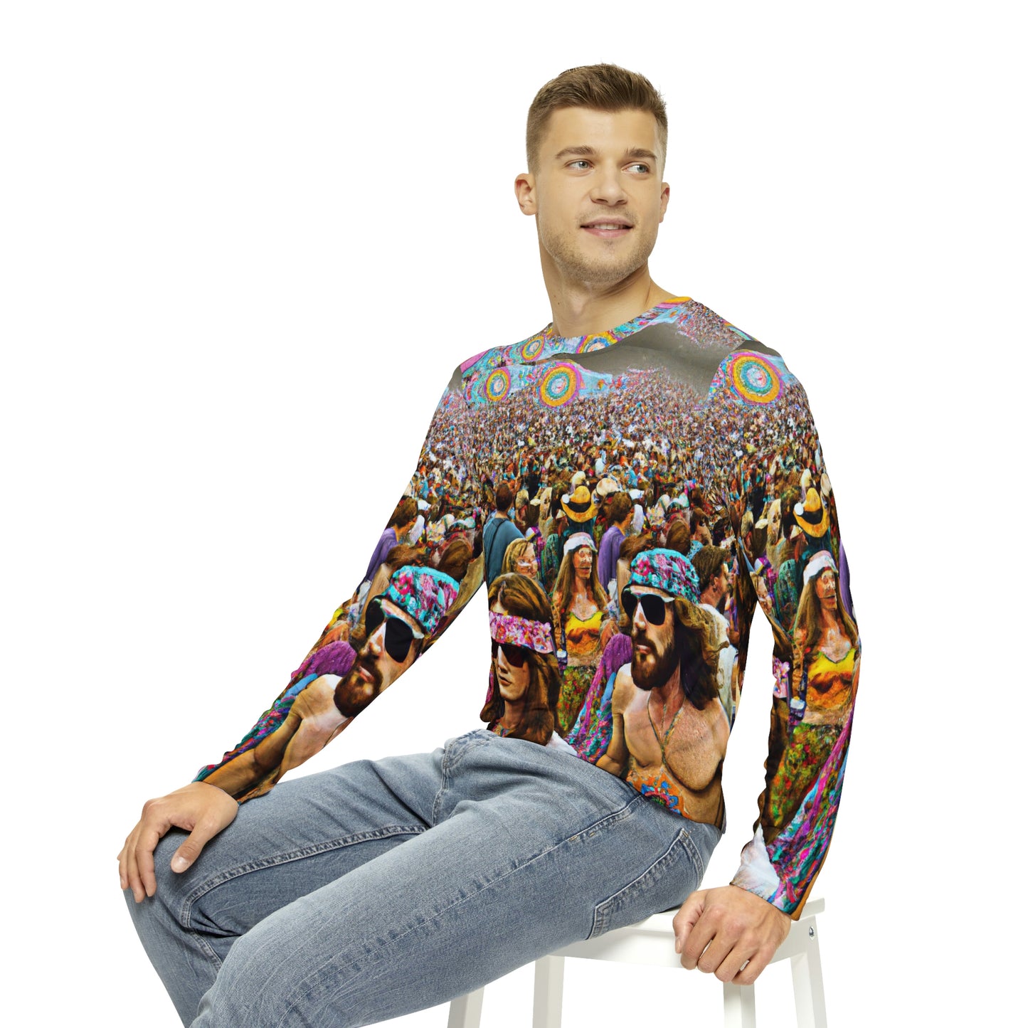 Long Sleeve Hippy Shirt Anti Facial Recognition Invisibility Adversarial Pattern