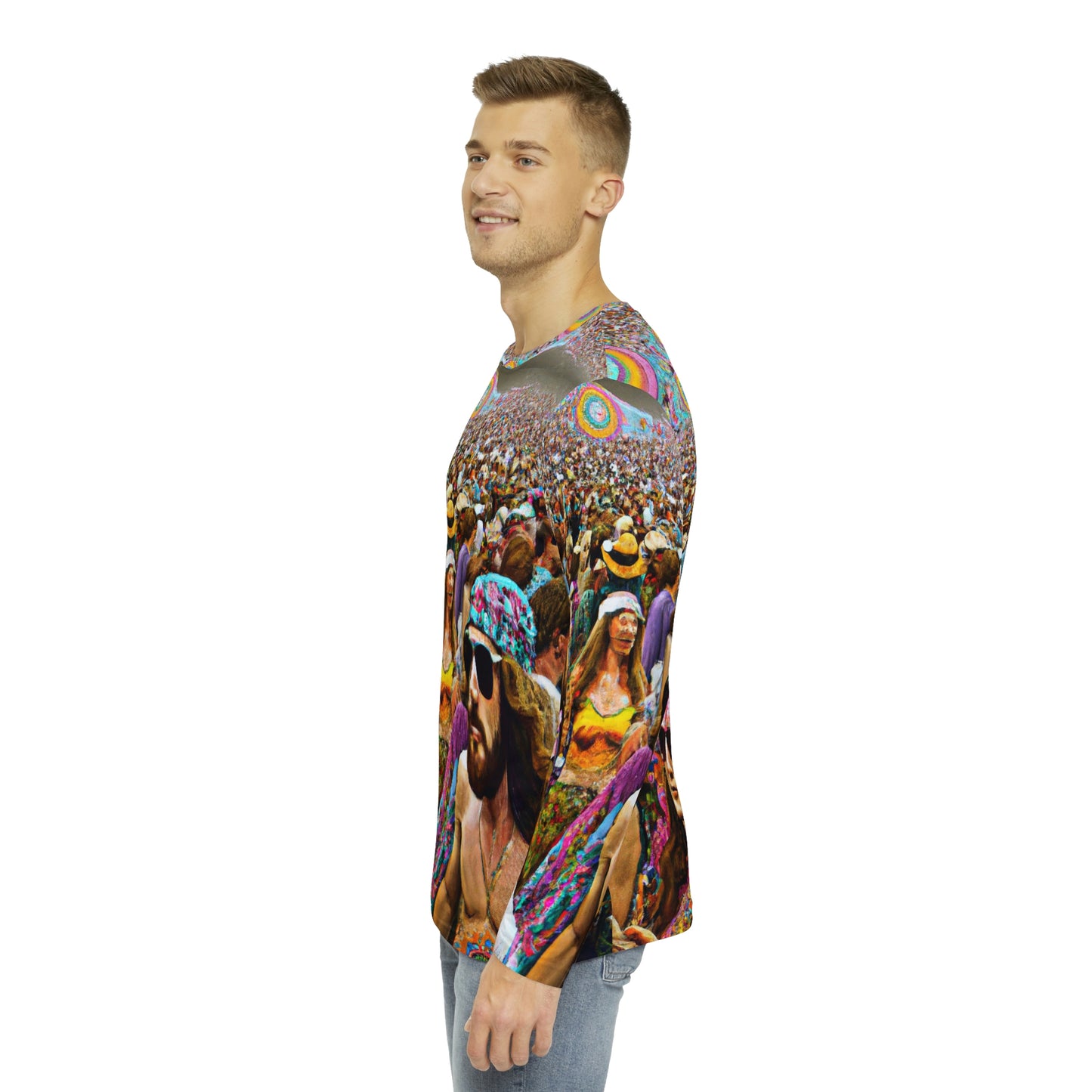 Long Sleeve Hippy Shirt Anti Facial Recognition Invisibility Adversarial Pattern