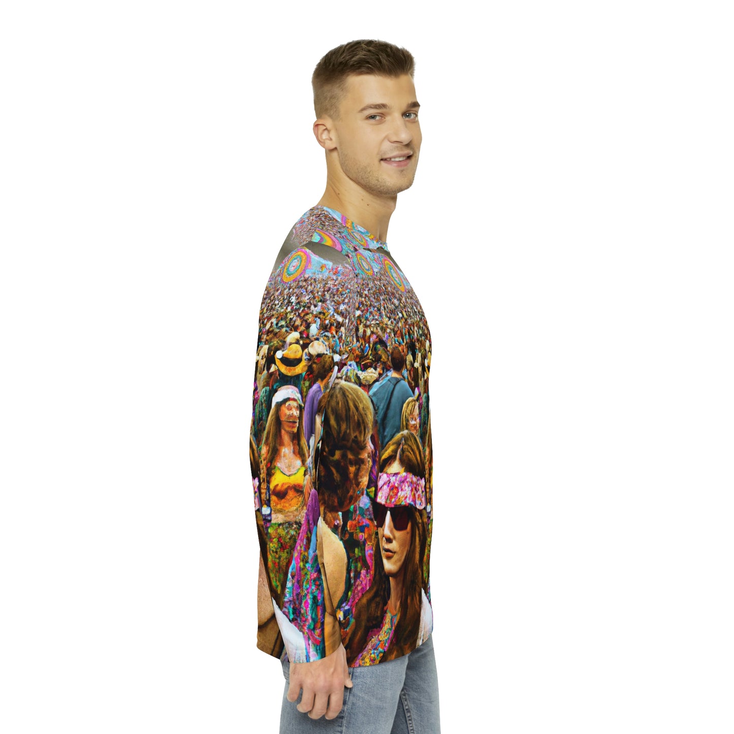 Long Sleeve Hippy Shirt Anti Facial Recognition Invisibility Adversarial Pattern