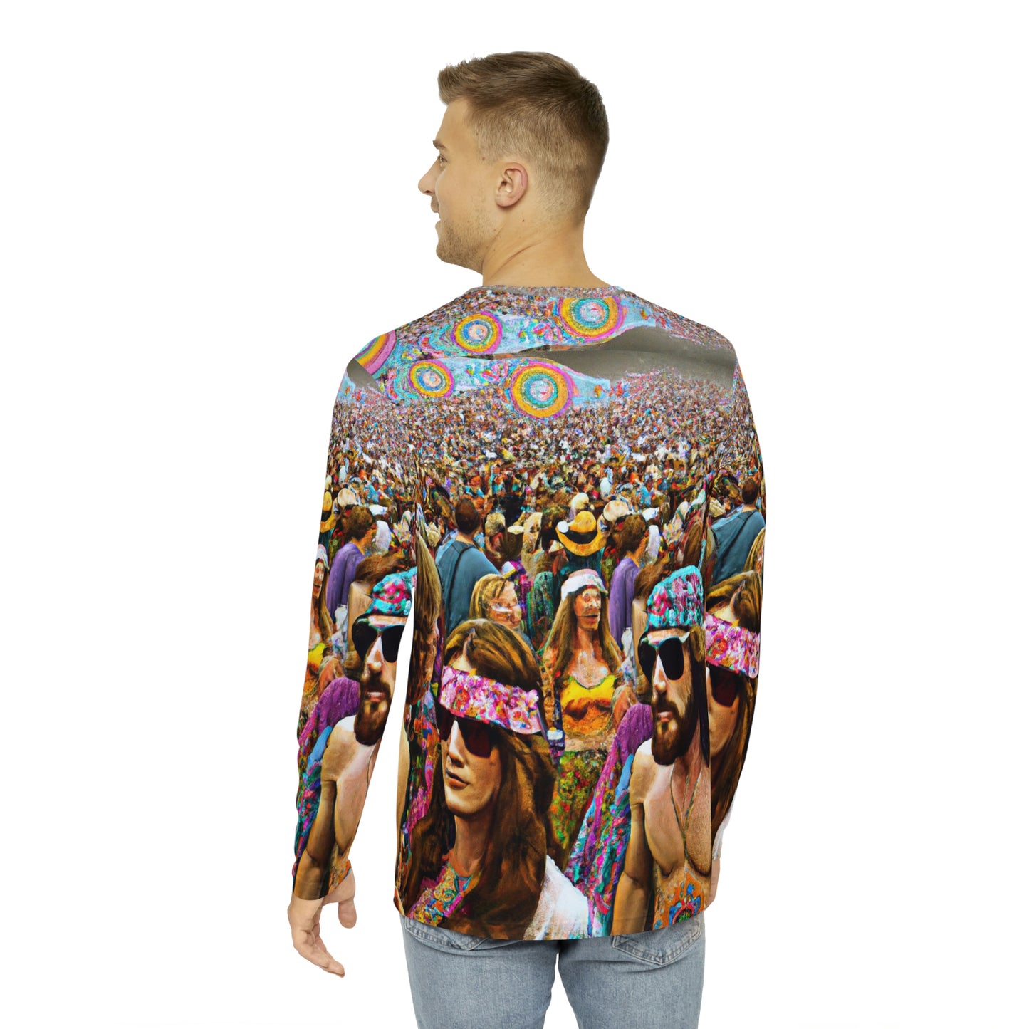 Long Sleeve Hippy Shirt Anti Facial Recognition Invisibility Adversarial Pattern