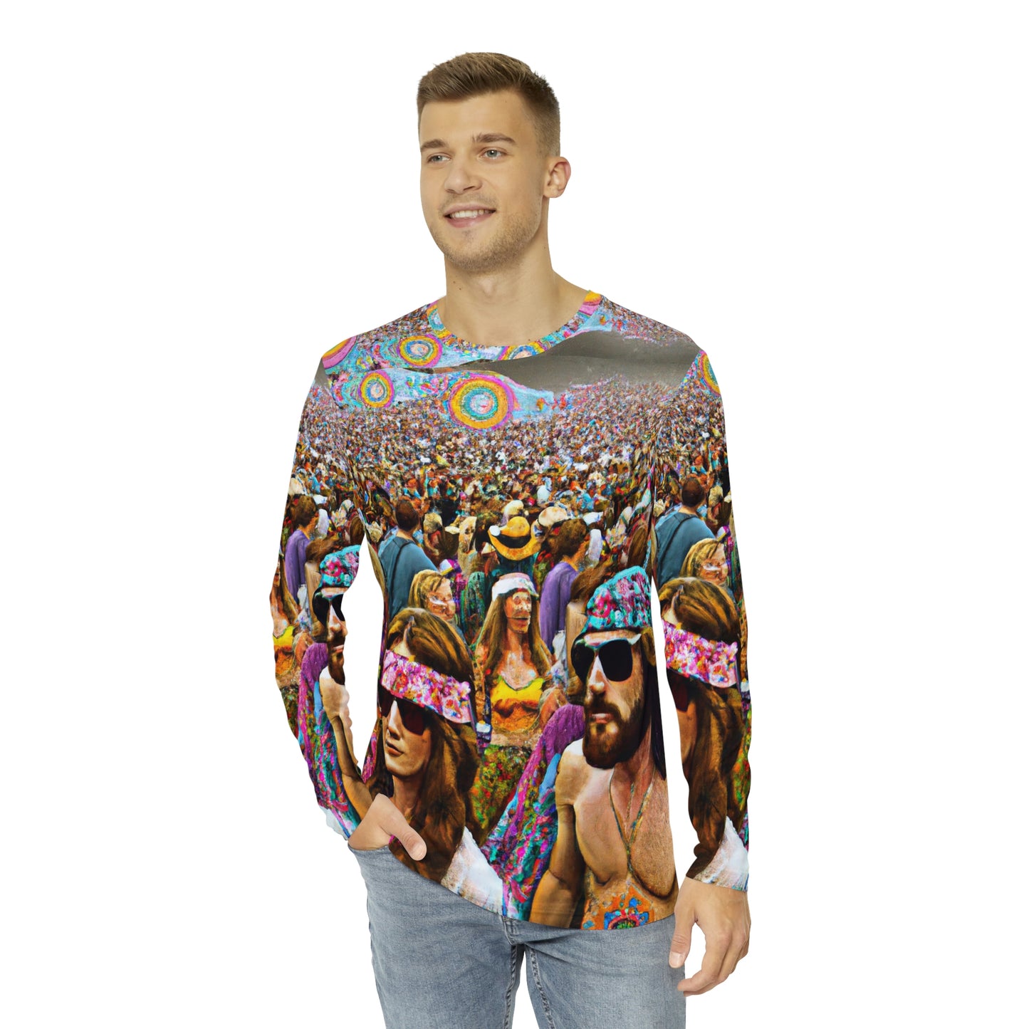Long Sleeve Hippy Shirt Anti Facial Recognition Invisibility Adversarial Pattern