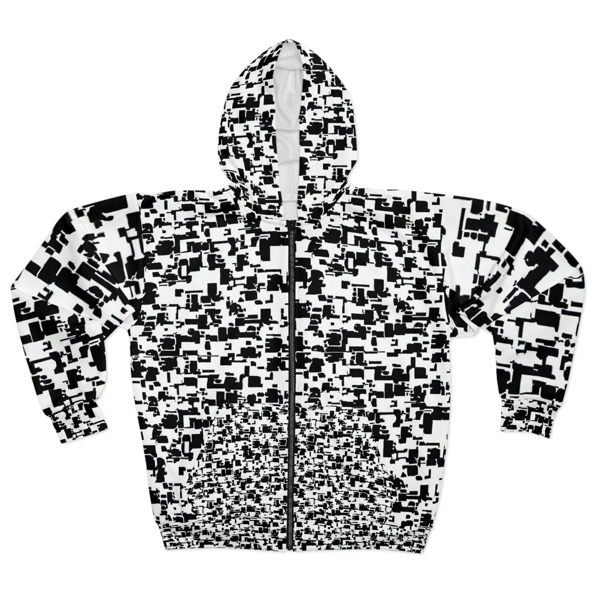 AOP Unisex Pullover Hoodie black white 2024